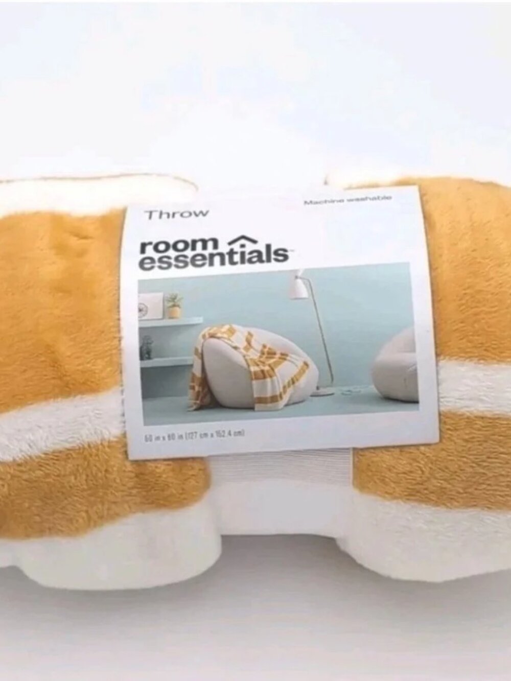 Printed Plush Striped Throw Blanket Yellow Room Essentials 50”x60”